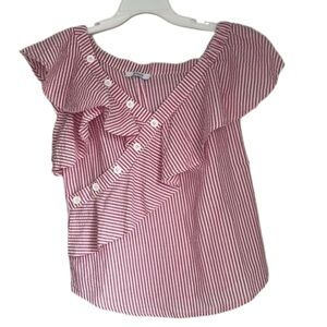 Tenax Ruffle Detail Off Shoulder Striped Top